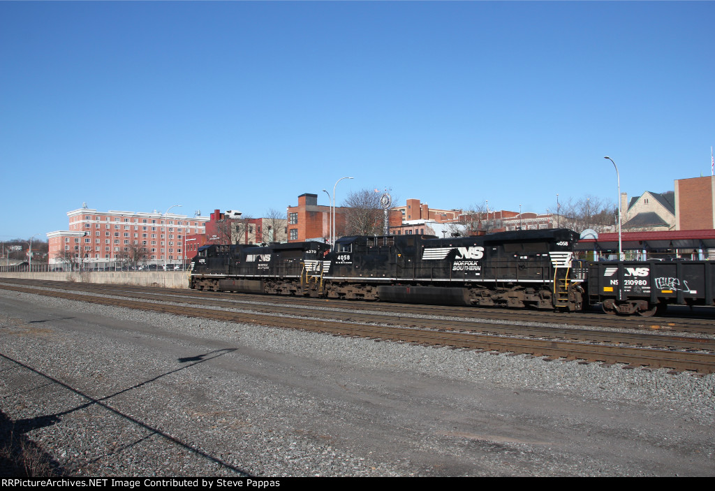 An NS train passing through Altoona station